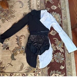 Weissman Black and White Sequin Leotard ring a ding ding# 14573